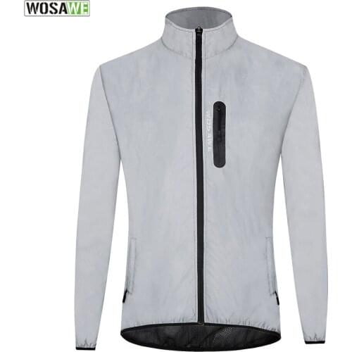 WOSAWE Cycling Reflective Coat Riding Bicycle Bike Windbreaker Coat Cycling Reflective Jacket Night Running Windproof Rainproof