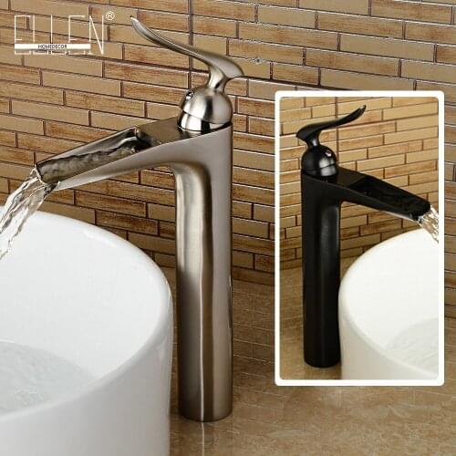 Vidric Brushed nickel bathroom sink faucet single handle single hole bathroom tall faucets cold and hot water tap mixer ELRN12