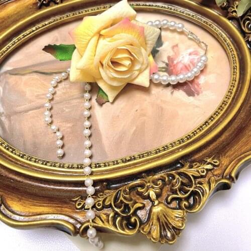 Vintage Pearl Hoop Earrings for Women Champagne Roses Long Earrings Female Elegant Tassel Earrings Fashion Delicate Jewelry Gift