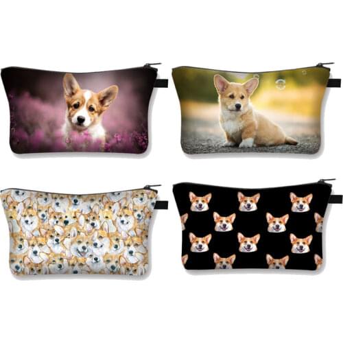 Corgi Printing Waterproof Cosmetic Bag Pouches For Girl Gift Small Makeup Bag Woman Cosmetic Case For Travel Beauty Bag