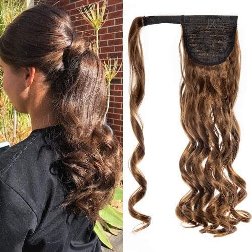 XQ Corn Wave Ponytail Hair Extension 32Inch Long Straight Wrap Around Clip In Synthetic Ponytail Hairpiece for Women