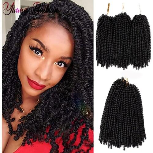 Yinmei Baibian 8inch Ombre Spring Twist Hair Crochet Braids Synthetic Extensions 30Roots Black Brown Color Crochet Braiding Hair