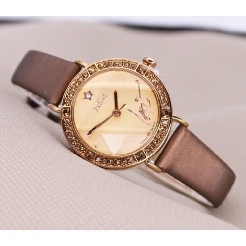 Bling Star Cut Glass Lady Womens Watch Japan Quartz Hours Fine Fashion Bracelet Real Leather Girls Birthday Gift Julius No Box