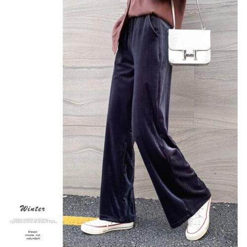 High Waist Corduroy Wide Leg Pants Female