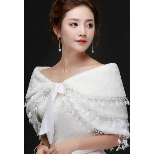 White Shrugs for Women Bolero Warm Faux Fur Bolero Wedding Cape Evening Dresses Wraps Shawl Bridal Jacket Coat Accessories