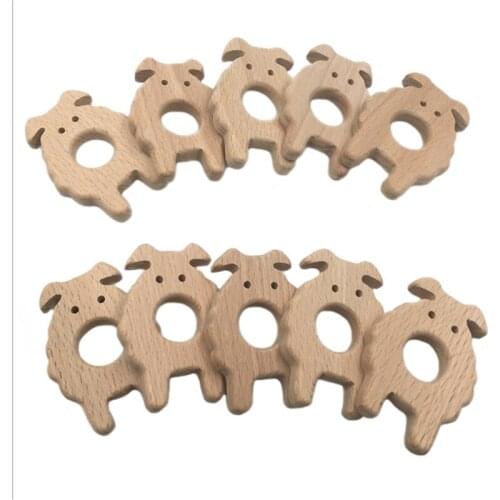 Lovely Cartoon Wood Teether 1Pc Pure Natural Animal Shaped Baby Teething Nursing Beech Teether Baby Girl DIY Pendant Toy