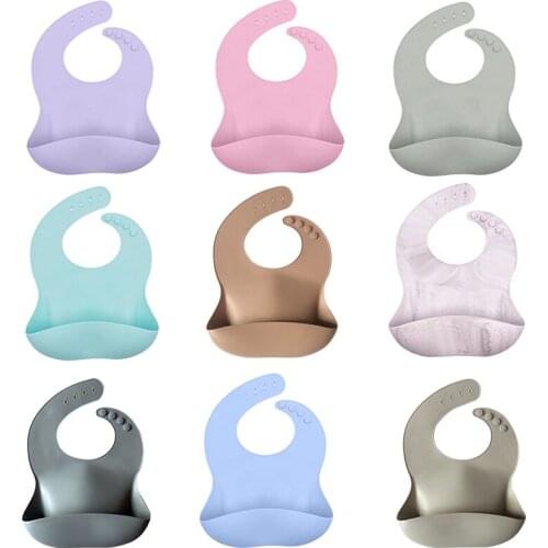 1Pcs New Toddler Baby Bibs Silicone Soft Waterproof Girls Boys Saliva Aprons Solid Adjustable Lunch Kids Feedings Bibs Gift