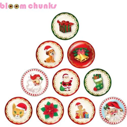 Christmas 10pcs mixed 12mm/18mm/20mm/25mm Round photo glass cabochon jewelry flat back Making findings S1274