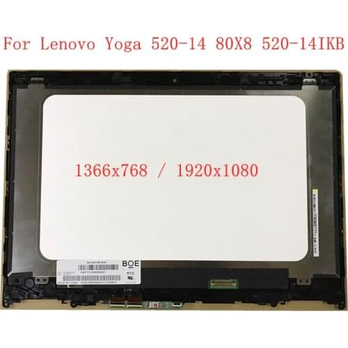 14.0“ ”For Lenovo Yoga 520-14 80X8 520-14IKB Laptop LCD Touch Screen Digitizer Assembly with Frame