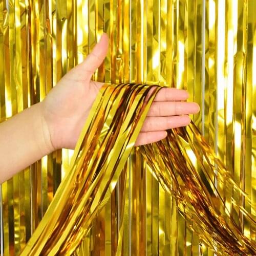 2*1M Foil Tinsel Fringe Party Backdrop Curtain Garland Birthday Party Decoration Bachelorette Wedding Anniversary Party Supplies