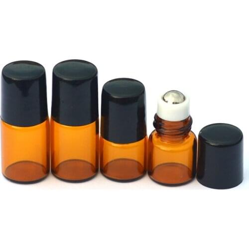 20pcs/Lot 1ML Perfume Roll on Glass Bottle with Stainless Steel roller Small 2ML Essential Oil Roller-on Bottle
