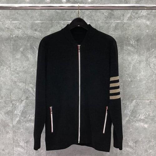 2021 Fashion Brand Sweaters Men Slim Fit V-Ncek Cardigans Clothing Striped Wool Solid Thick Autumn Winter Casual Coat