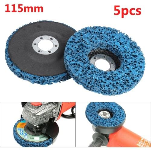 5Pcs 115mm 4.5" Polyethylene Strip Wheel Discs Paint Rust Remover Abrasive Angle Grinder for Metals / Fiberglass / Stone / Wood