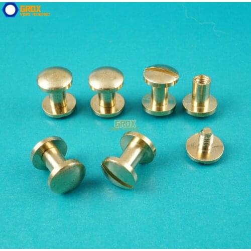 50 Set 8*6mm Solid Brass Rivet Chicago Screw for Leather Craft Belt Wallet / Cambered