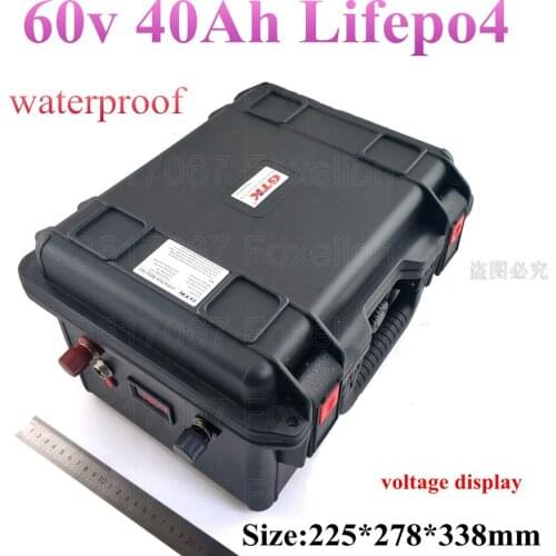 60v 40Ah lifepo4 Battery 64v LFP Waterproof Case 50A BMS FOR solar RV 3000w scooter electric bike motor lbs 73v 10A charger