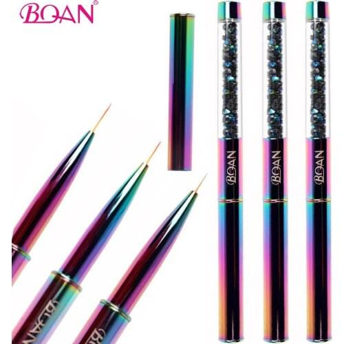 BQAN Nail Brush Colorful Handle Drawing Brush Nail Art Liner Brush Painting Pen Gel Polish Crystal Nail Art Manicure Tools