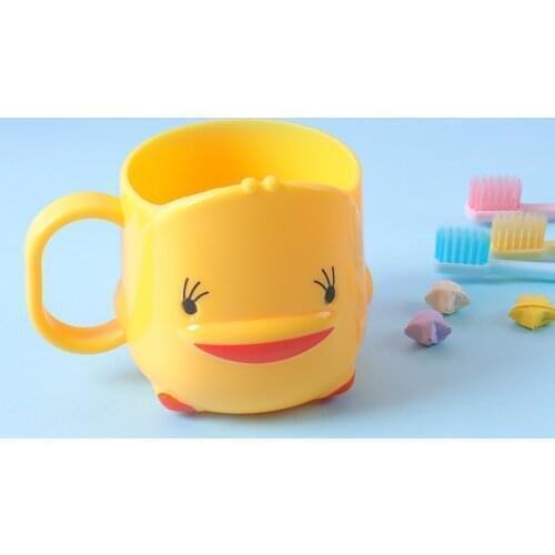 Bathroom Toothbrush Cup Mouthwash Home Travel Cup Holder Cartoon Little Yellow Duck Cover Thickened PP Mug Toothbrush Child Kids