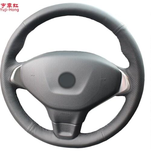 Yuji-Hong Artificial Leather Car Steering Covers Case for Peugeot 301 Hand-stitched Car-styling Wheel Cover