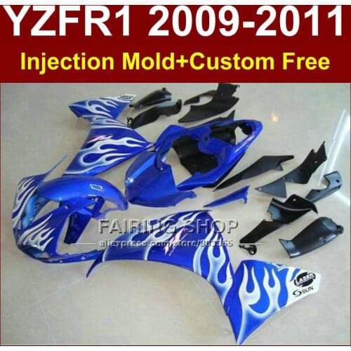White flame Motorcycle parts for YAMAHA fairings YZF R1 09 10 11 12 R1 blue bodyworks YZF1000 R1 +7Gifts YZF R1 2009 2010 2011