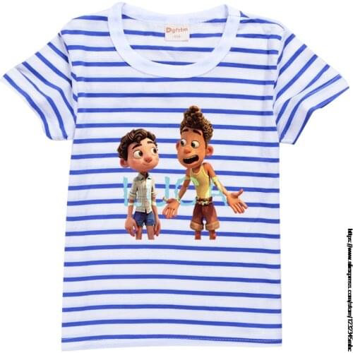 New movie Kids Summer Short-sleeved T-shirt Cartoon cute Luca Pattern Boys Girls baby Sport Tops Teen Childrens Clothing