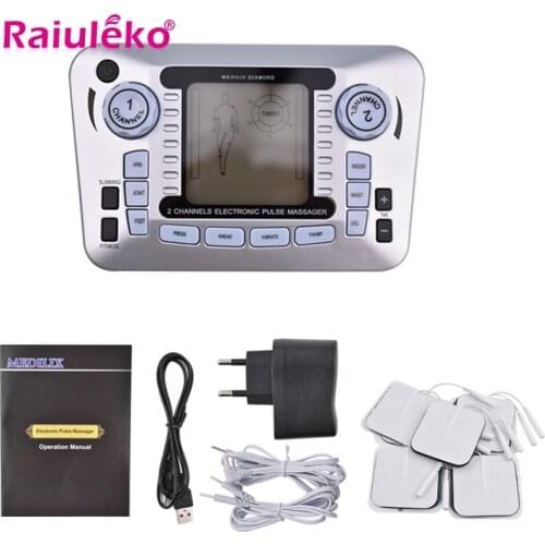 Electrical Muscle Stimulator Body Relax Therapy Massage Device Electric Pulse Tens Acupuncture Digital Meridian Massager 10 Pads