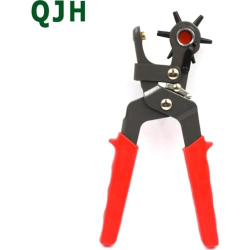 Functional Labor-saved Leather Hole Puncher DIY Handwork Craft Tool Punching Pliers Revolving 6 Sizes Punch Head 2.0mm~4.5mm