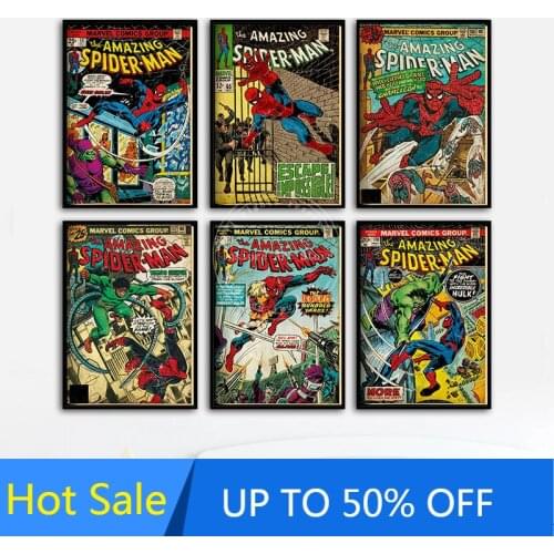 Superhero Marvel Canvas Painting Wall Art Spiderman Comics Poster Character Prints Home Decoration Pictures for Kids Bedroom