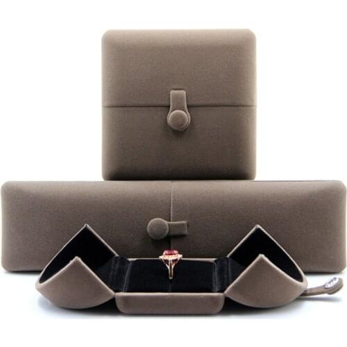 Leather High-quality villi ring box for jewellery pendant bracelet jewelry set boxes packaging display gift box Button switch