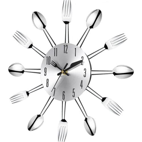 LBER Stainless steel knife and fork spoon kitchen restaurant wall clock Home Decoration