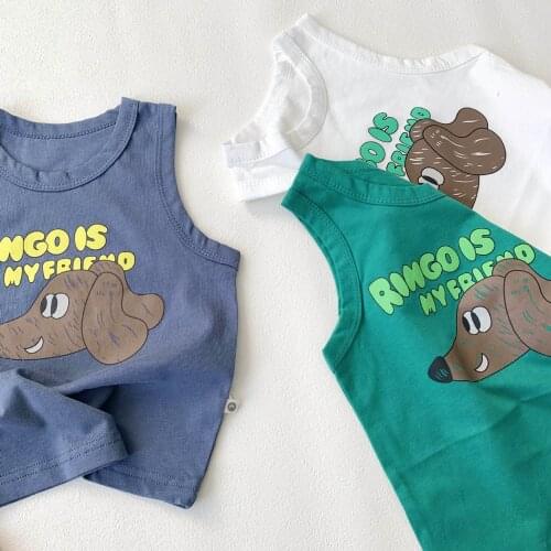 Summer Kids Cartoon Vests 2021 New Arrival Baby Boys Fashion Print Vests 2 3 4 5 6 7 Y Childrens Casual Cotton Soft Waistcoats