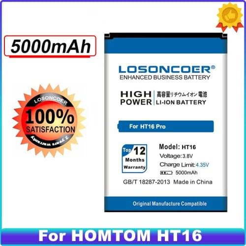 LOSONCOER 5000mAh High Quality Battery For HOMTOM HT16 / HT16 Pro Battery