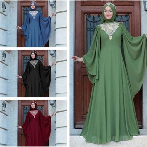 Muslim abaya dress islamic clothing for women plus size 5xl dubai kaftan dress turkish hijab clothing lotus leaf sleeve dresses