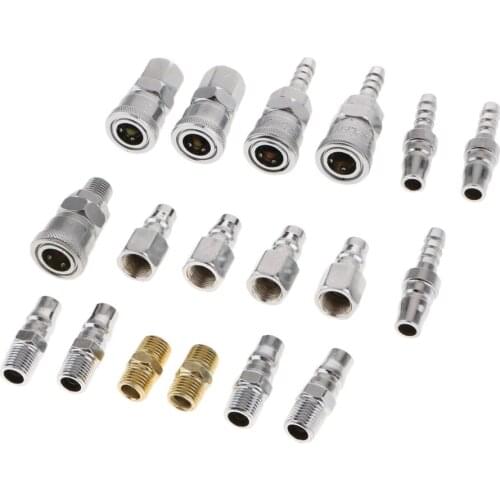 18 Pieces Quick Coupler Set Air Fittings Connector Kit Heavy Duty