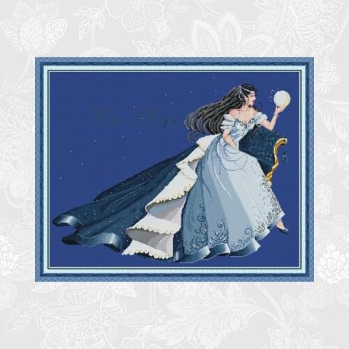 Joy Sunday Cross Stitch kits 14ct Aida Canvas 11ct Counted Fabric The moon fairy Embroidery DIY Handmade Needlework Crafts
