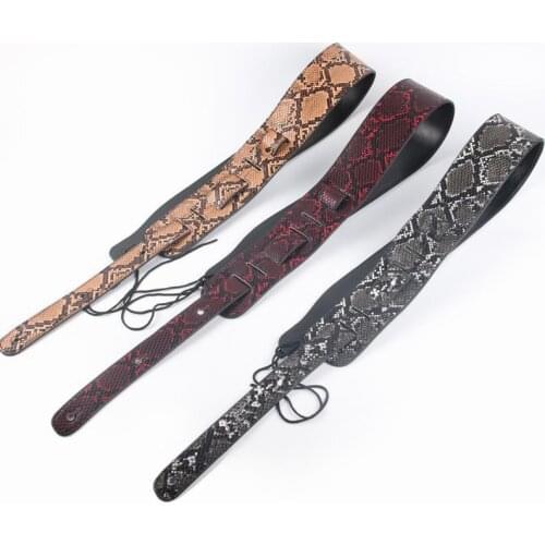New Arriving Snakeskin Strap for Electric Guitar,Bass,Acoustic Guitarra ukulele Leather Snake-Guitar Strap Shoulder Strap