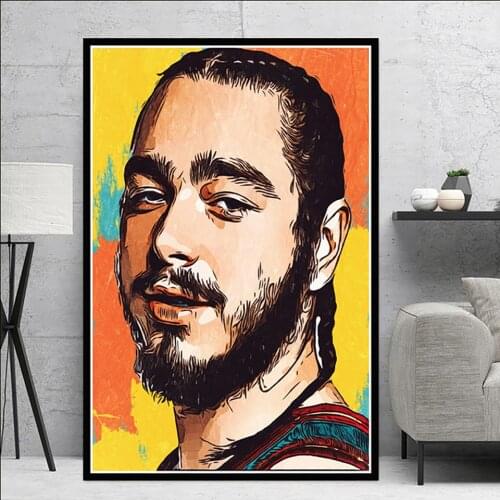 New Post Malone Hip Hop Rapper Music Singer Star Art Painting Poster And Prints Canvas Wall Pictures For Living Room Home Decor