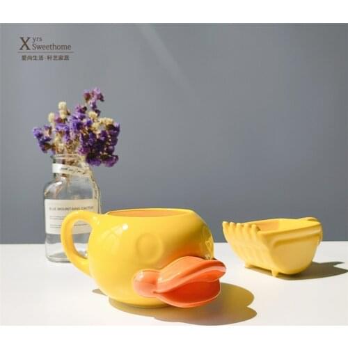 Personality Creative Excavator Bucket Cup Cute Coffee Mug Small Yellow Duck Cup Creative Milk Cup Kids Gift travel mug Cute mug