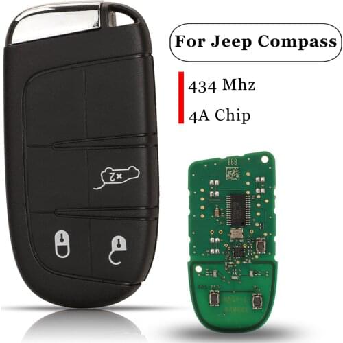 Jingyuqin 3 Buttons Genuine Parts Smart Remote Key Control For Jeep Compass 433Mhz 4A Original Keyless