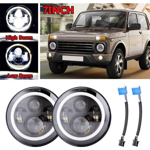 7" Led Car Motorcycle Headlight Headlamp H4-H13 Turn Signal DRL Led Head Light 12V 24V For 4x4 Niva Urban