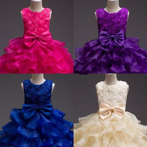 Flower Girl Dress Big Bow Girls Pageant Dresses for Party and Wedding Tiered Tank Vestidos De Noches Para Ninas 3-10 Y