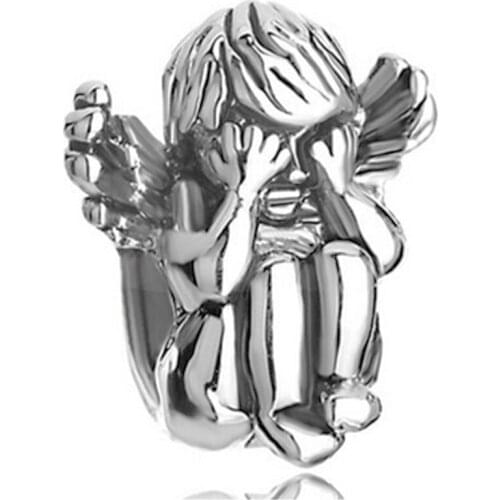 Slide beads Mongolia eyes angel charm bead . Fits Pandora Charms Bracelet and beads for jewelry making