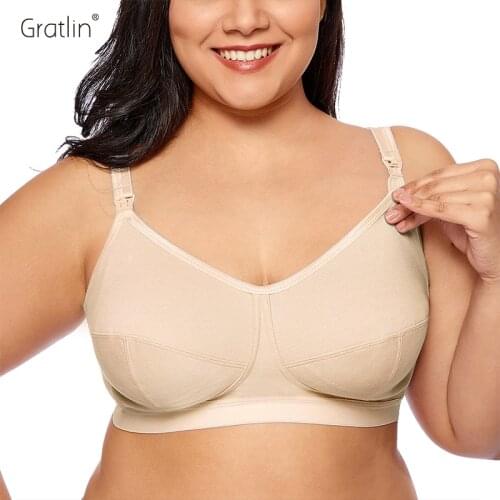 Gratlin Womens Plus Size Wirefree Cotton Maternity Nursing Bra Softcup Sleeping Underwear