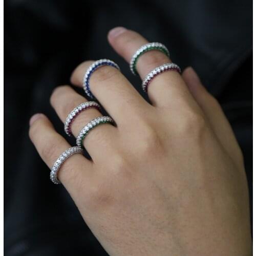 Multi Color fine jewelry side fufill colorful cubic zircons cz women men rings wedding jewelry simple fashion finger ring new