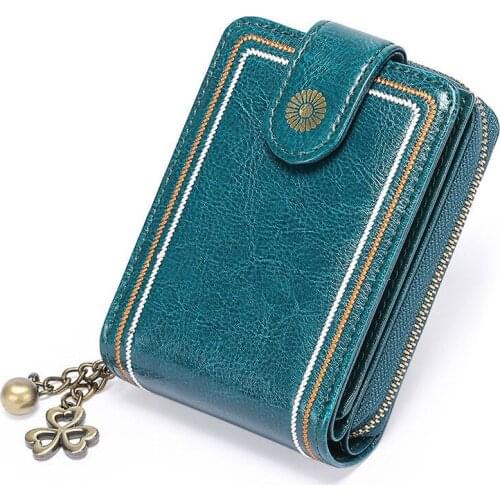 Rfid Blocking Women Wallet Mini Card Holder Wallets Genuine Leather Small Purses Ladies Short Purses Wallet For Credit Cards