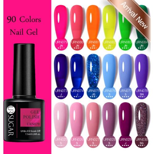 UR SUGAR 90 Pastel Rainbow Colors 7.5ML Soft Pink Red Green Summer Neon Gel Polish Glitter Nude Soak Off LED Gel Nail Polish