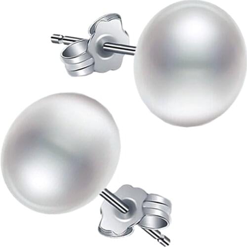 Sinya 925 sterling silver stud earring with big AAA grade freshwater pearls jewelry Earrings ED00095 pearl diameter 9.5-10mm