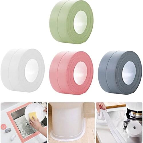 2.2cmx3.2m Sealing Strip Tape Caulk Adhesive Mold Waterproof Self Adhesive Sink Shower Proof Wall Caulk Bathroom Toilet Kitchen