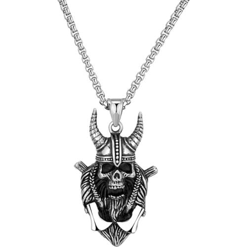 Stainless Steel Vintage The Mummy Soldiers of The Pharaoh Pendant Necklace Skull Skeleton Jewelry Gift For Him with Chain