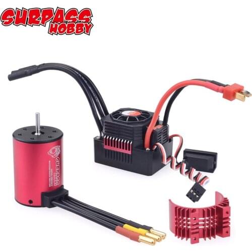 Waterproof 3650 1650KV 2050KV 2300KV 3100KV 3600KV 4500KV Brushless Motor w//Heat Sink 60A/80A/120A ESC Combo for 1/10 RC Car
