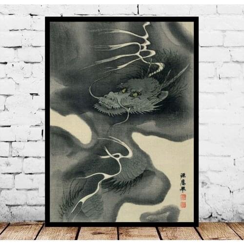 Japanese Dragon Charcoal Japanese Art Poster Canvas Painting